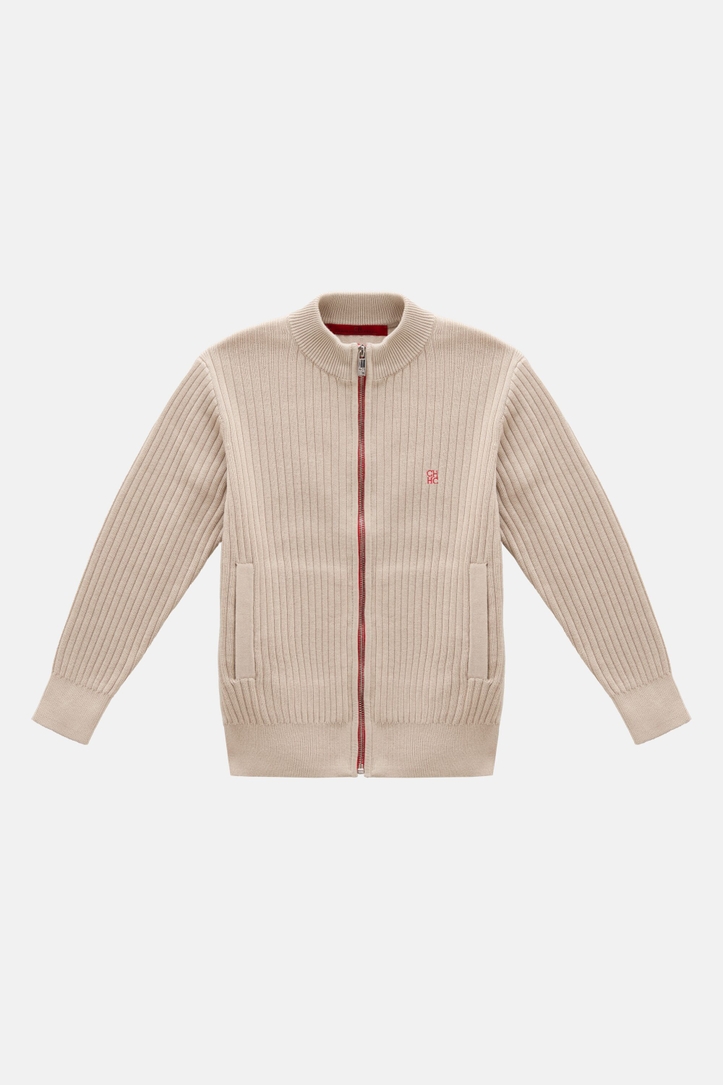 Stand Collar Cotton Cardigan