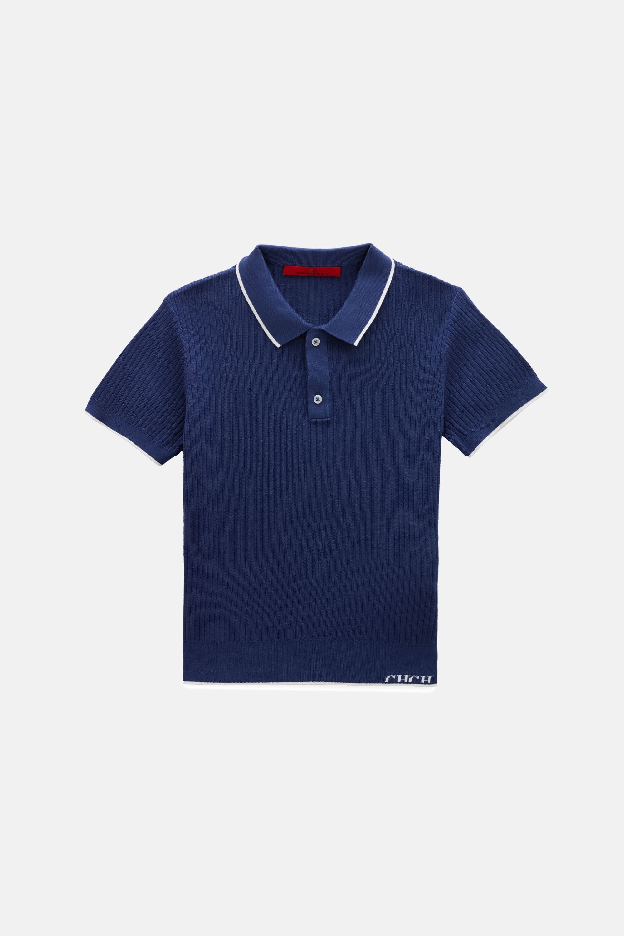 Ribbed Knit Polo Shirt