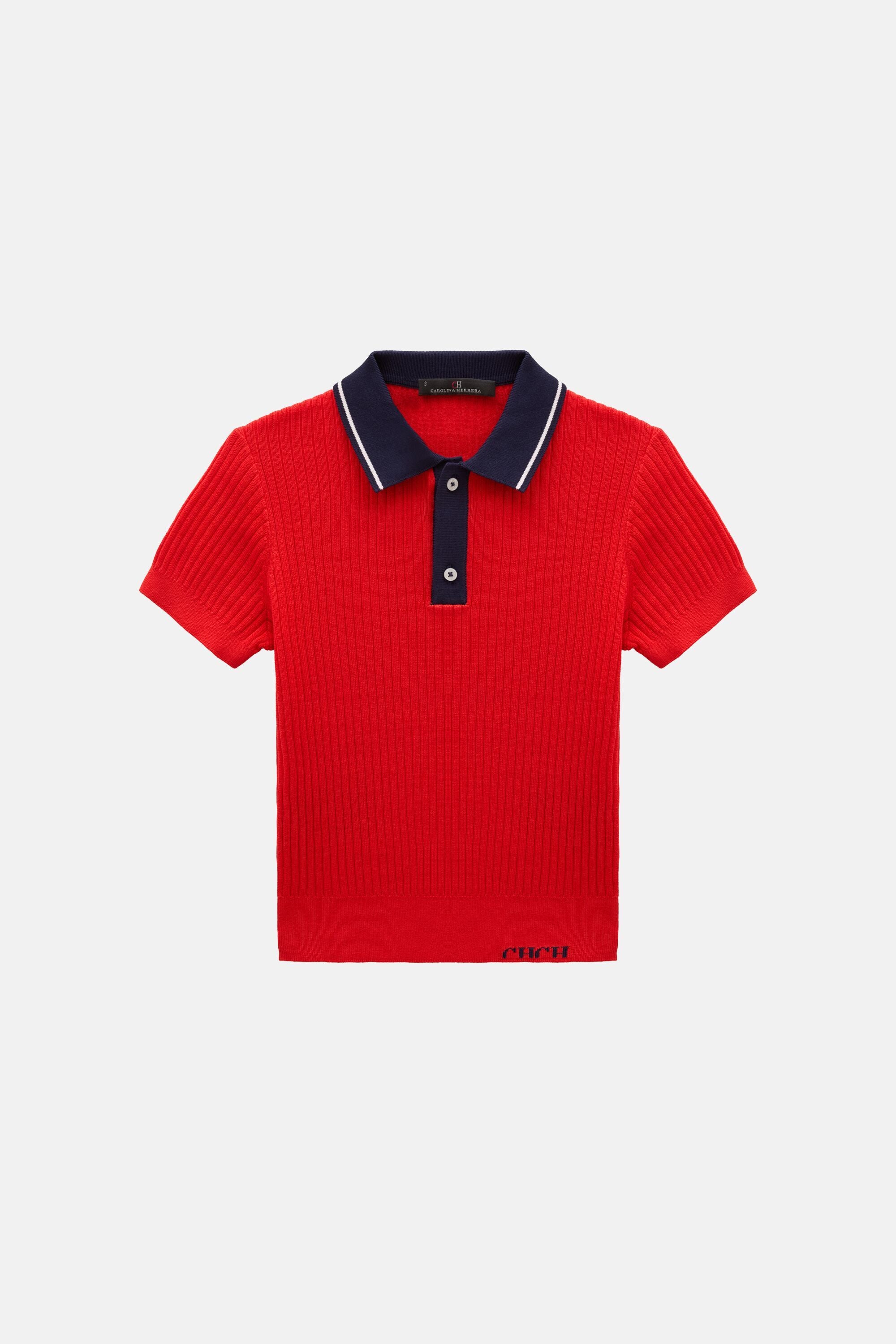 Textured Knit Polo Shirt red - CH Carolina Herrera Luxembourg