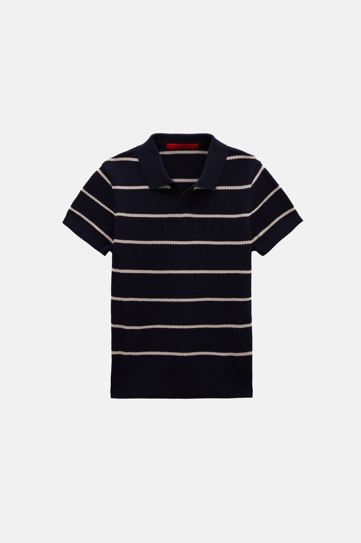 CH Striped Knit Open Polo Shirt