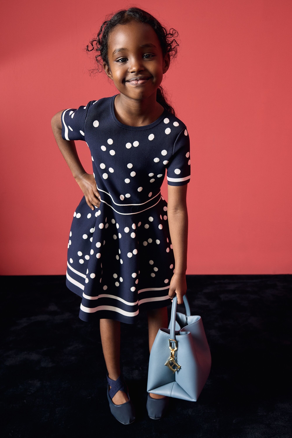 VESTIDO DE JACQUARD DE LUNARES PLIEGUES