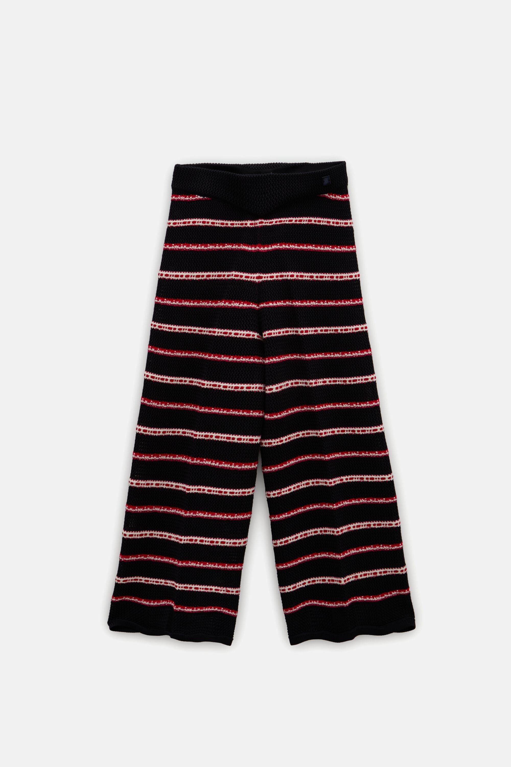 Striped Crochet Straight-Leg Pants