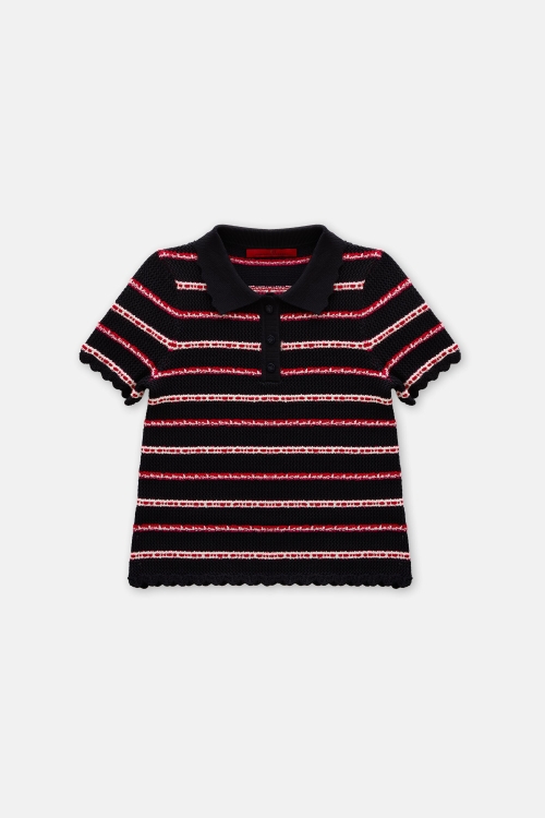 STRIPED CROCHET POLO SHIRT