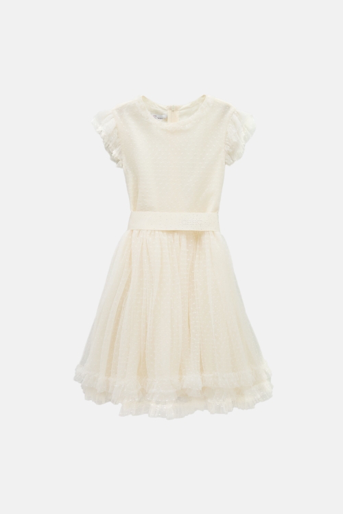 RUFFLED PLUMETIS DRESS