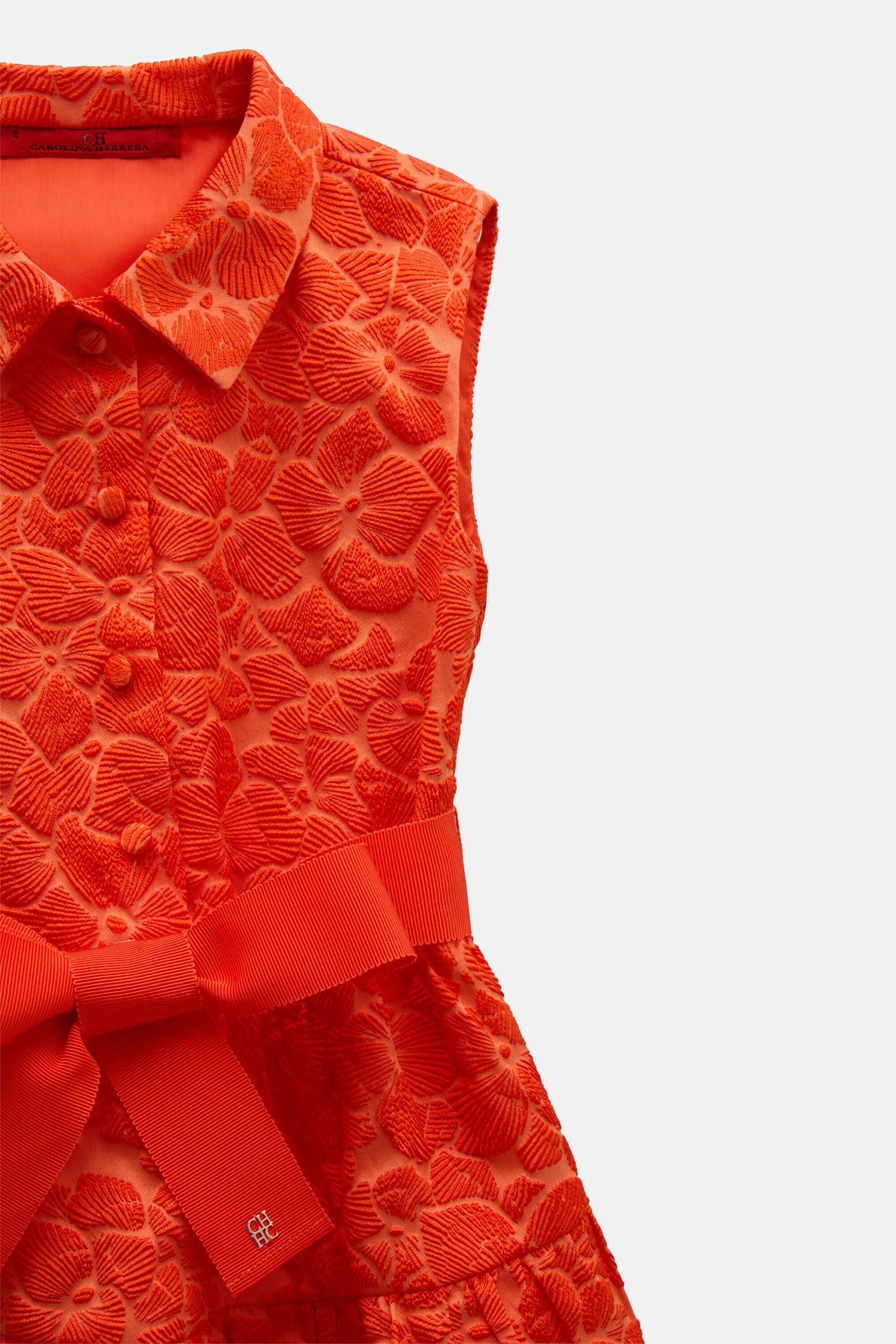 carolina herrera dress orange Carolina Herrera Fall 26 by Creative Director @WesGordon Look 62  @faith__johnson Drop waist tea length dress in chili red silk faille Show  direction, design and production @bureaubetak Film direction and production  @bureaufuture