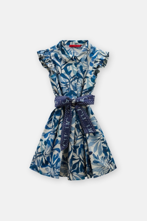 SEAFLORA PRINT POPLIN DRESS