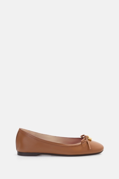 Matryoshka Locked Leather Ballet Flats - COGNAC