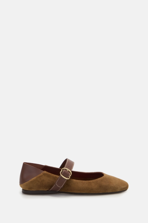 CHARNELA INSIGNIA FOLD-DOWN LEATHER BALLET FLATS
