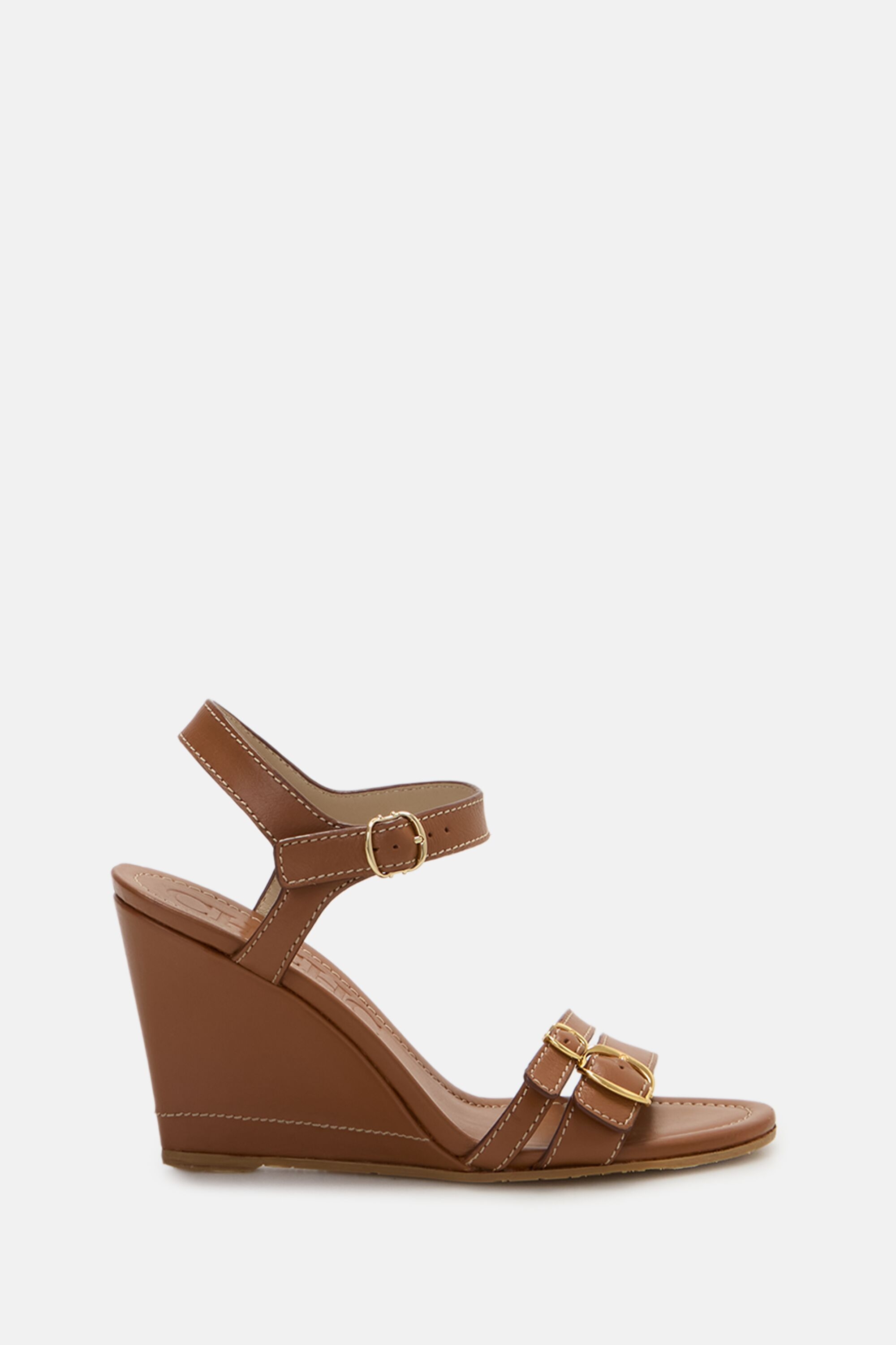 Charnela Insignia 80 Leather Wedges - BROWN