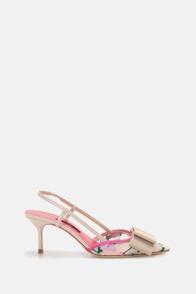 Lacito Insignia 65 Secret Garden Fabric Slingback Pumps - BEIGE/MULTICOLOR