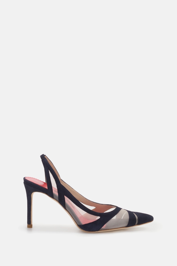 Leather and Fabric 80 Slingback Pumps