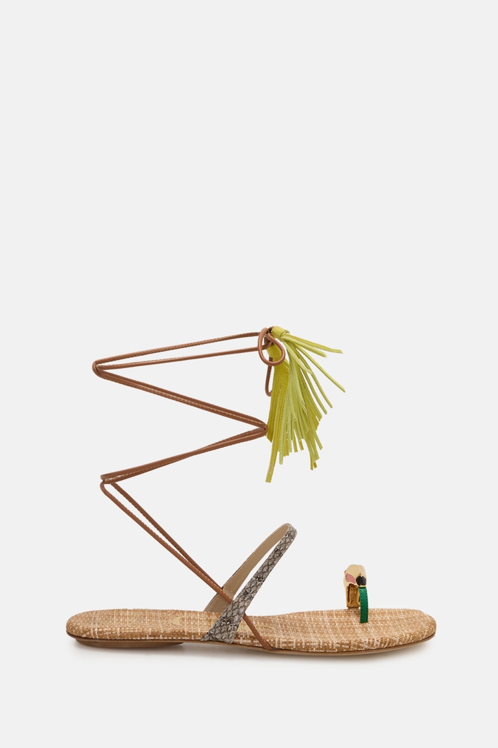 CHaramba Leather and Fabric Flat Sandals