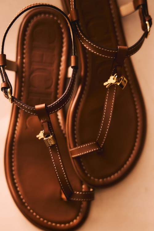 MATRYOSHKA LOCKED LEATHER FLAT SANDALS