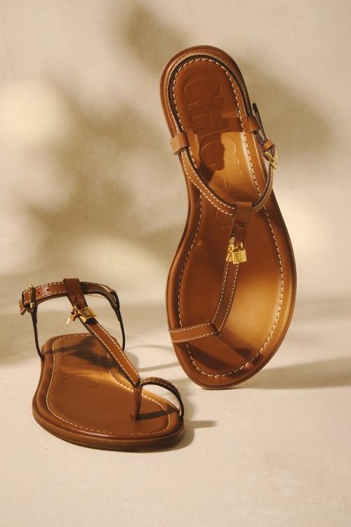 MATRYOSHKA LOCKED LEATHER FLAT SANDALS