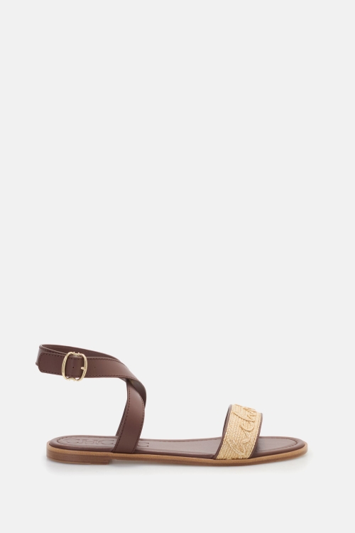 CHARNELA INSIGNIA FLAT LEATHER SANDALS