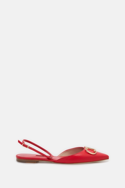 INITIALS INSIGNIA LEATHER SLINGBACK FLATS