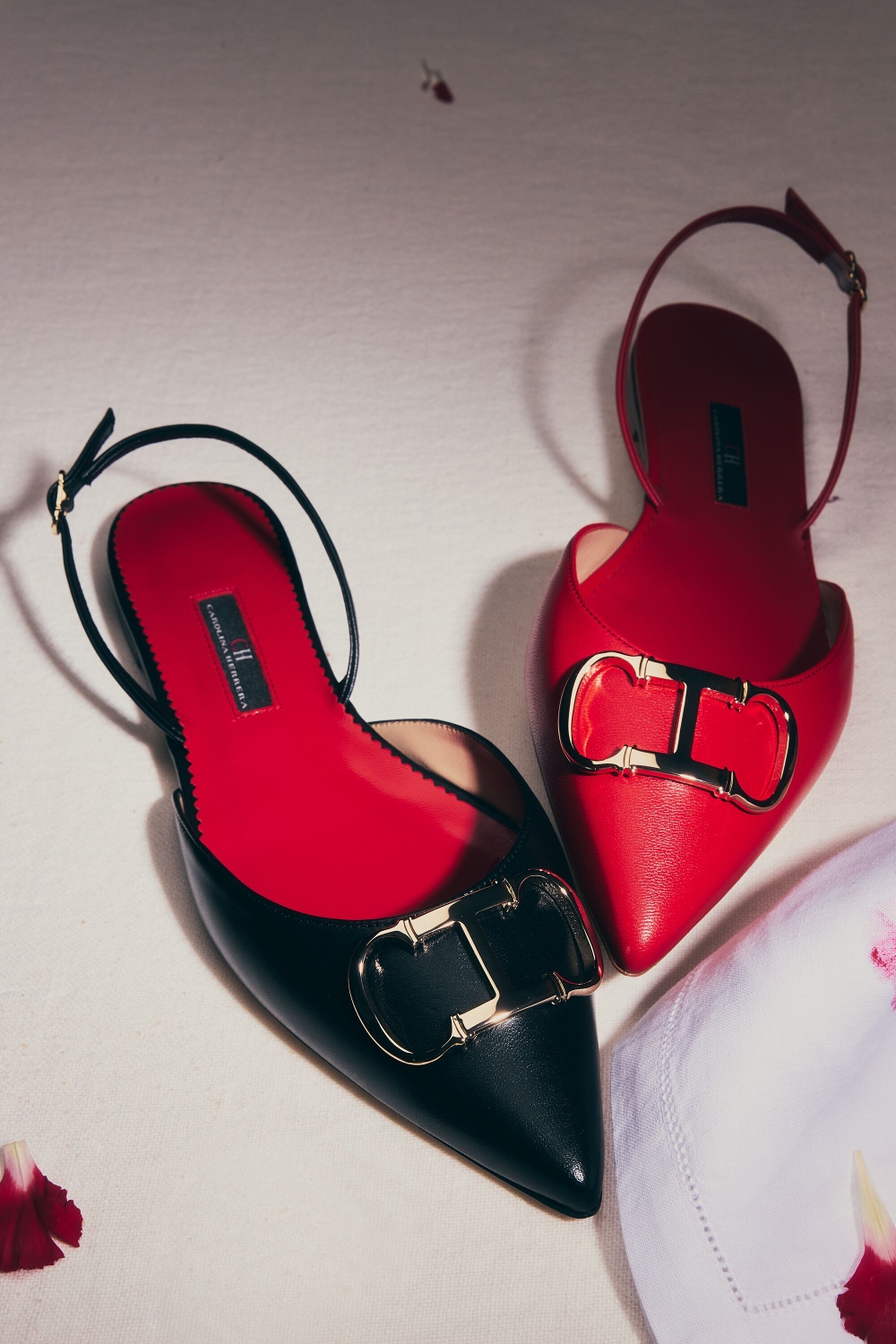 INITIALS INSIGNIA LEATHER SLINGBACK FLATS