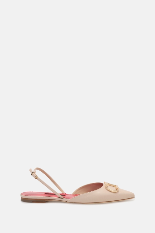 INITIALS INSIGNIA LEATHER SLINGBACK FLATS