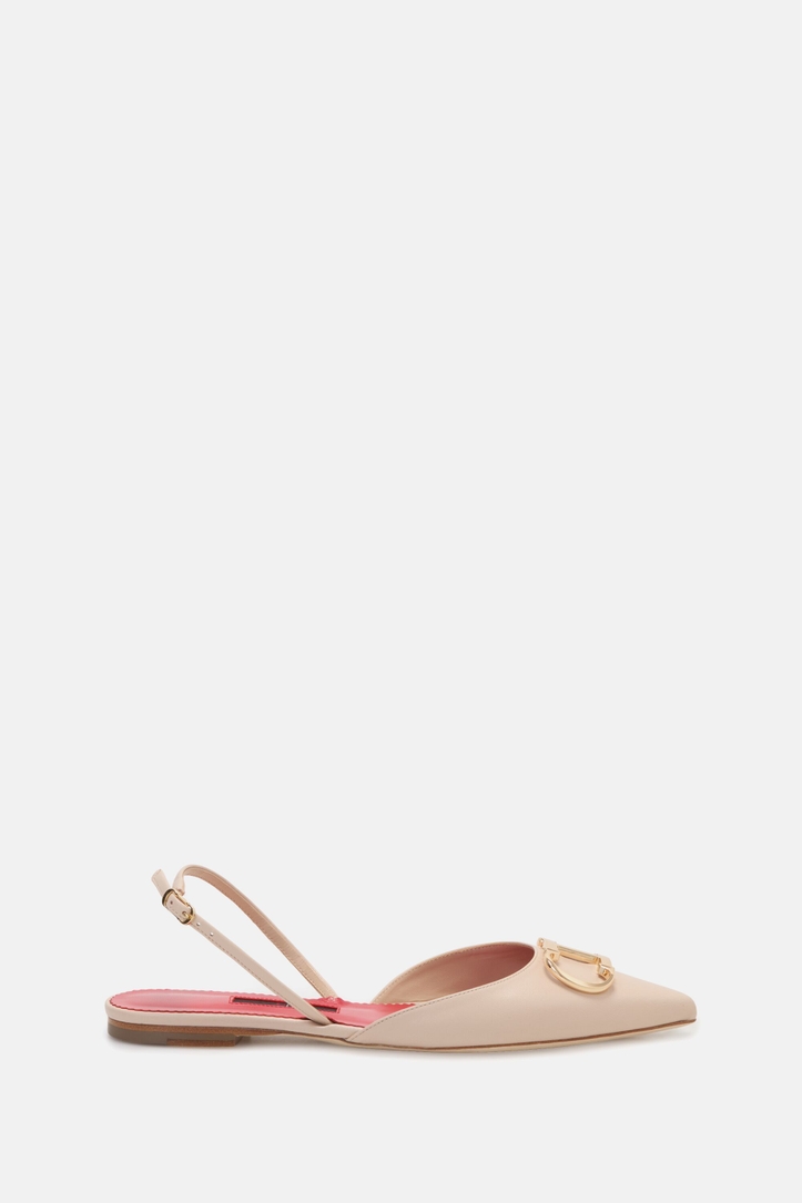 Initials Insignia Leather Slingback Flats