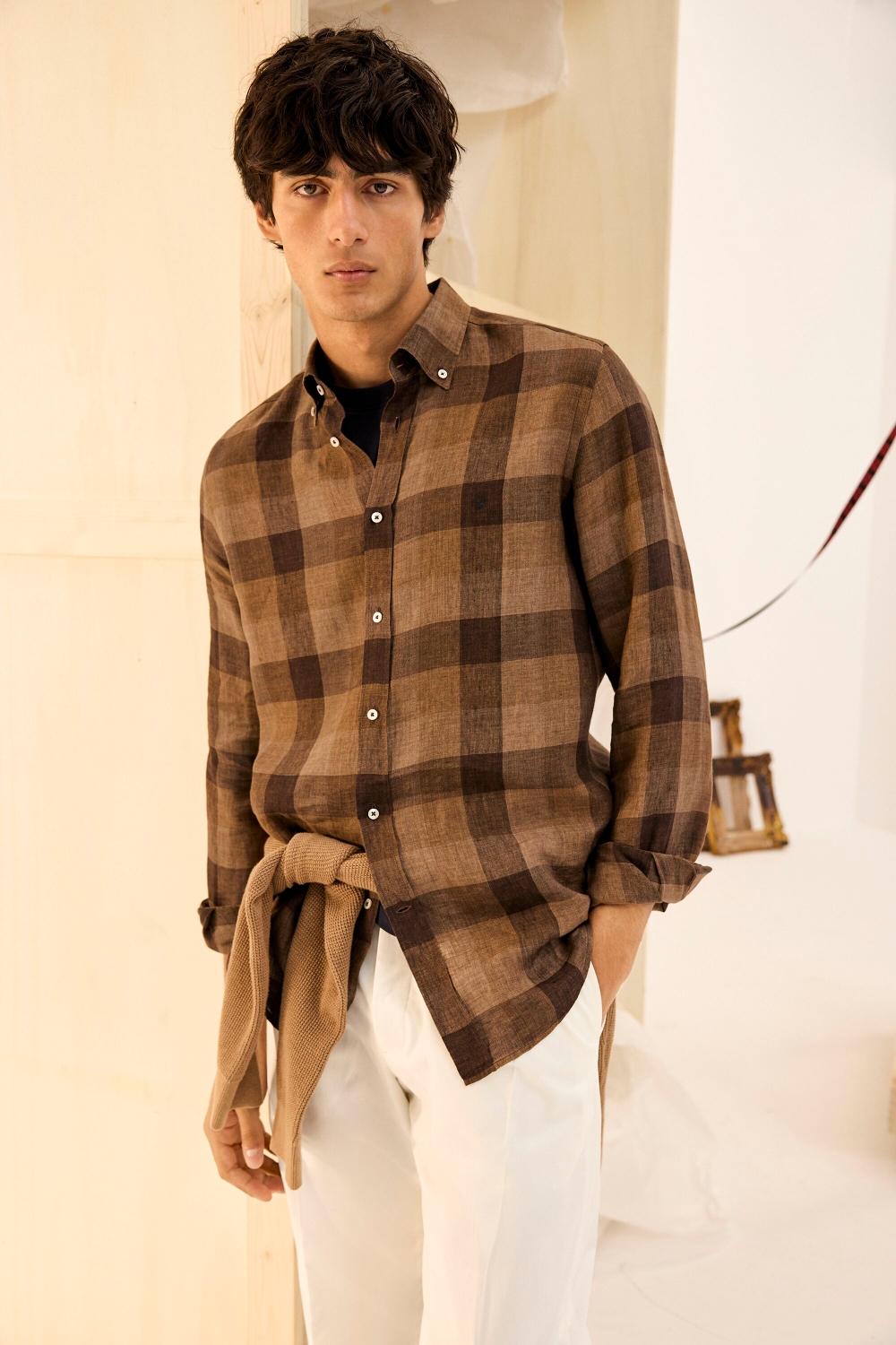 CAMISA DE LINO DE CUADROS