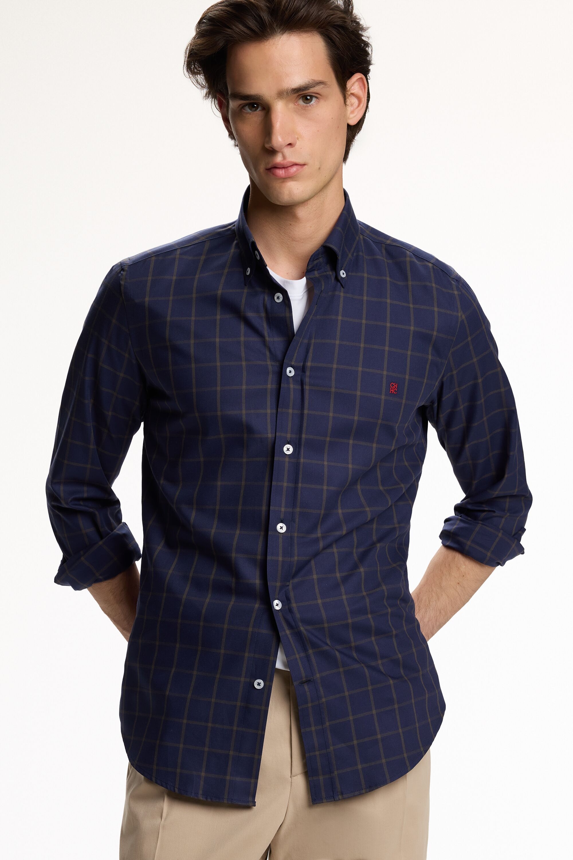 Windowpane Check Twill Shirt