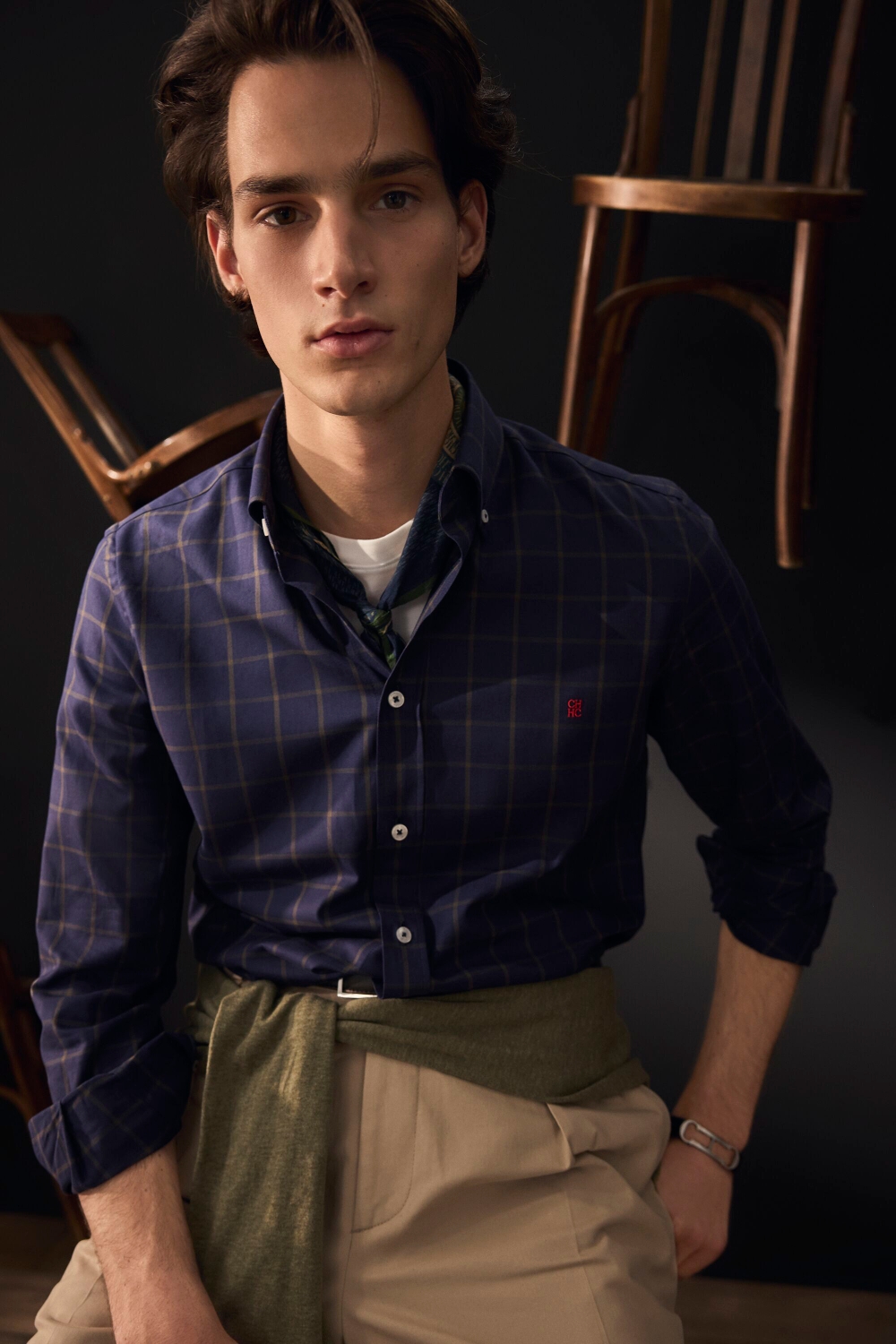 WINDOWPANE CHECK TWILL SHIRT