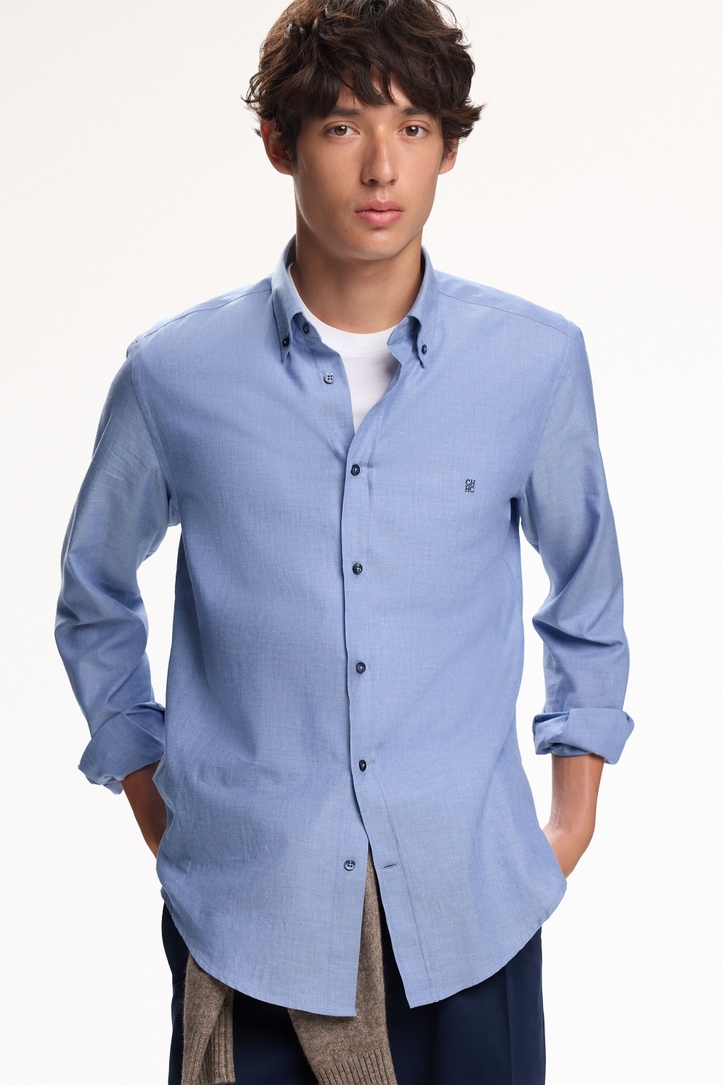 Regular-fit mélange twill shirt