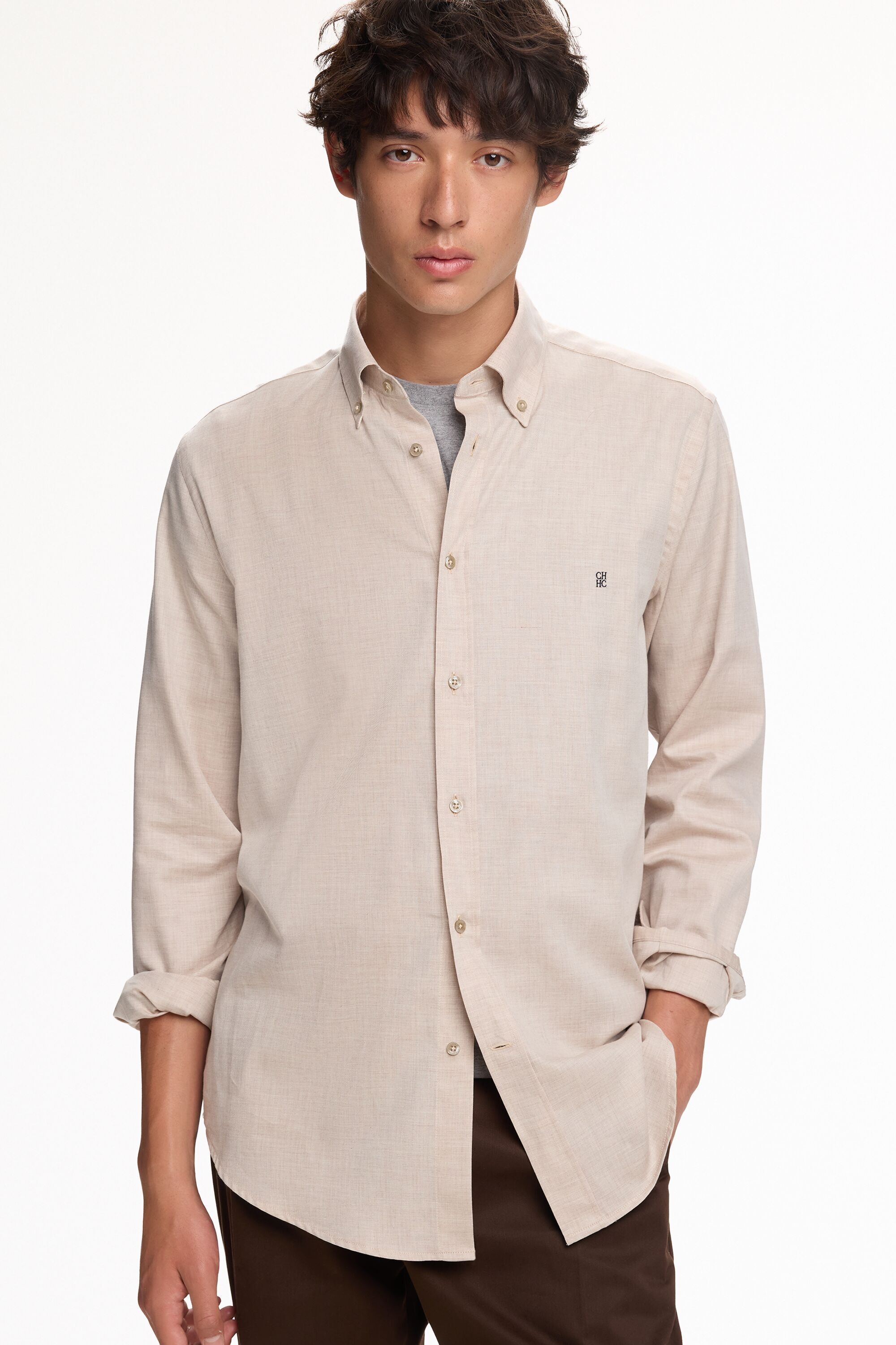 Regular-fit mélange twill shirt