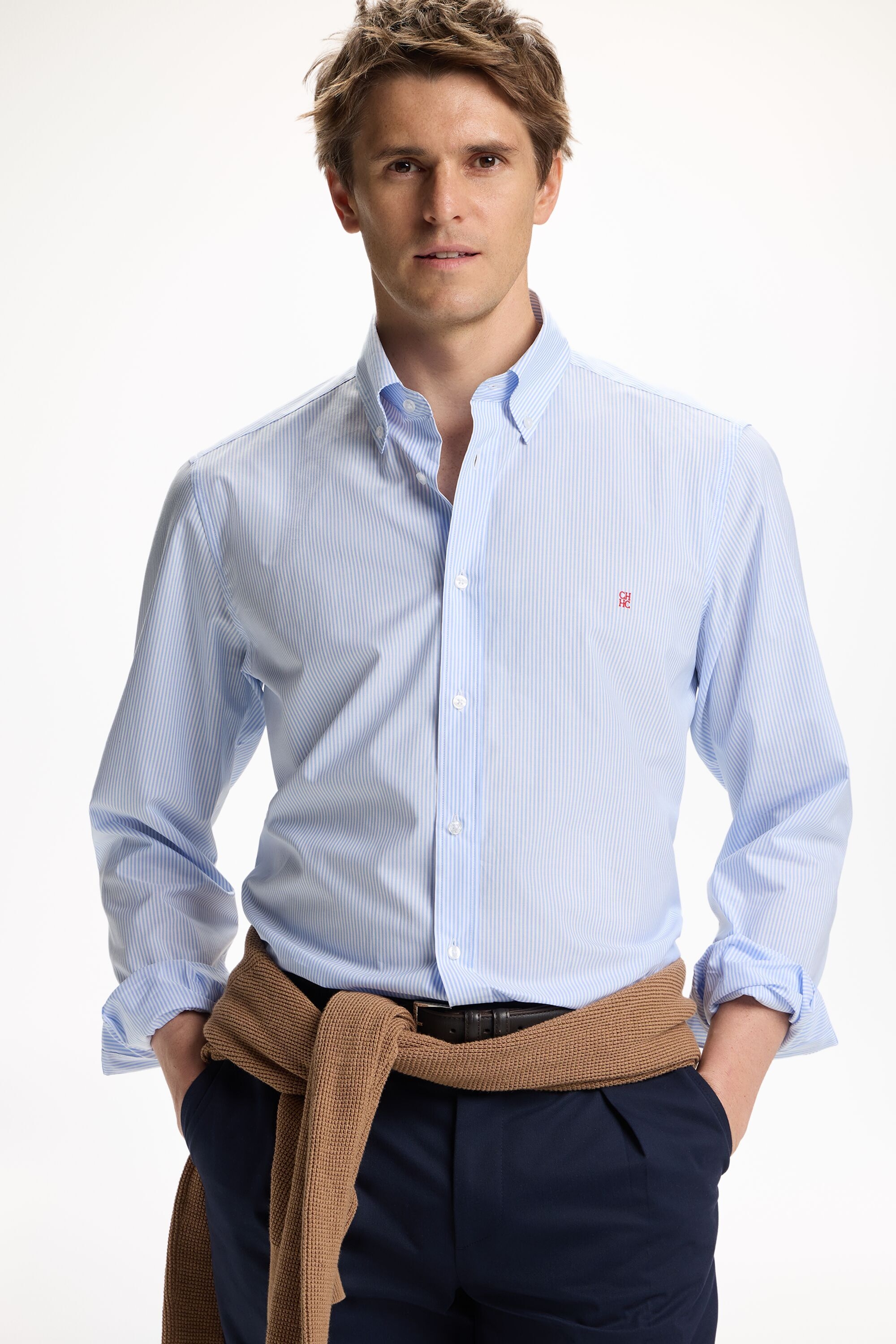 Striped Poplin Shirt - SKY BLUE/WHITE