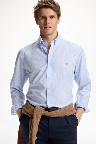 Striped Poplin Shirt - SKY BLUE/WHITE