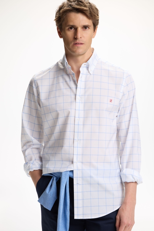 WINDOWPANE CHECK POPLIN SHIRT