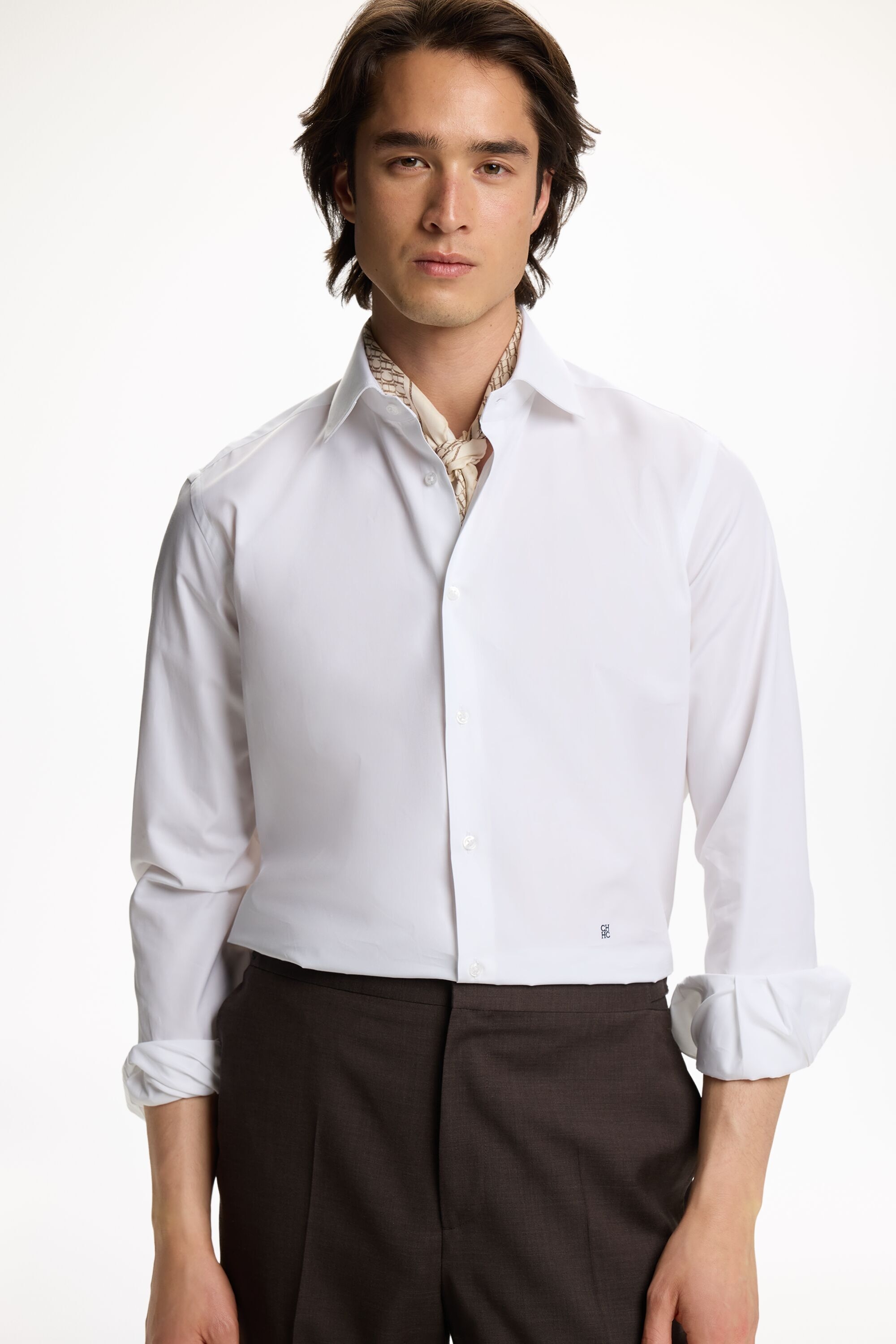 Poplin Shirt with Spread Collar