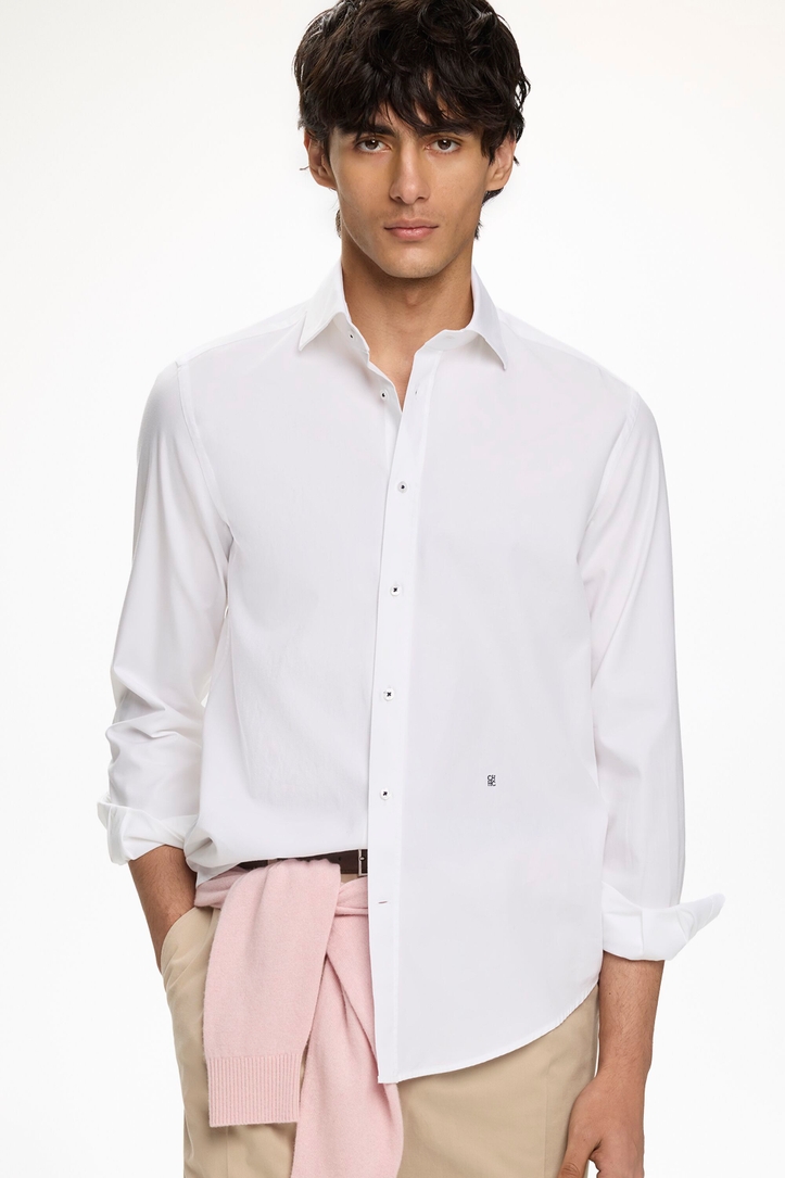 Twill Shirt with Spread Collar