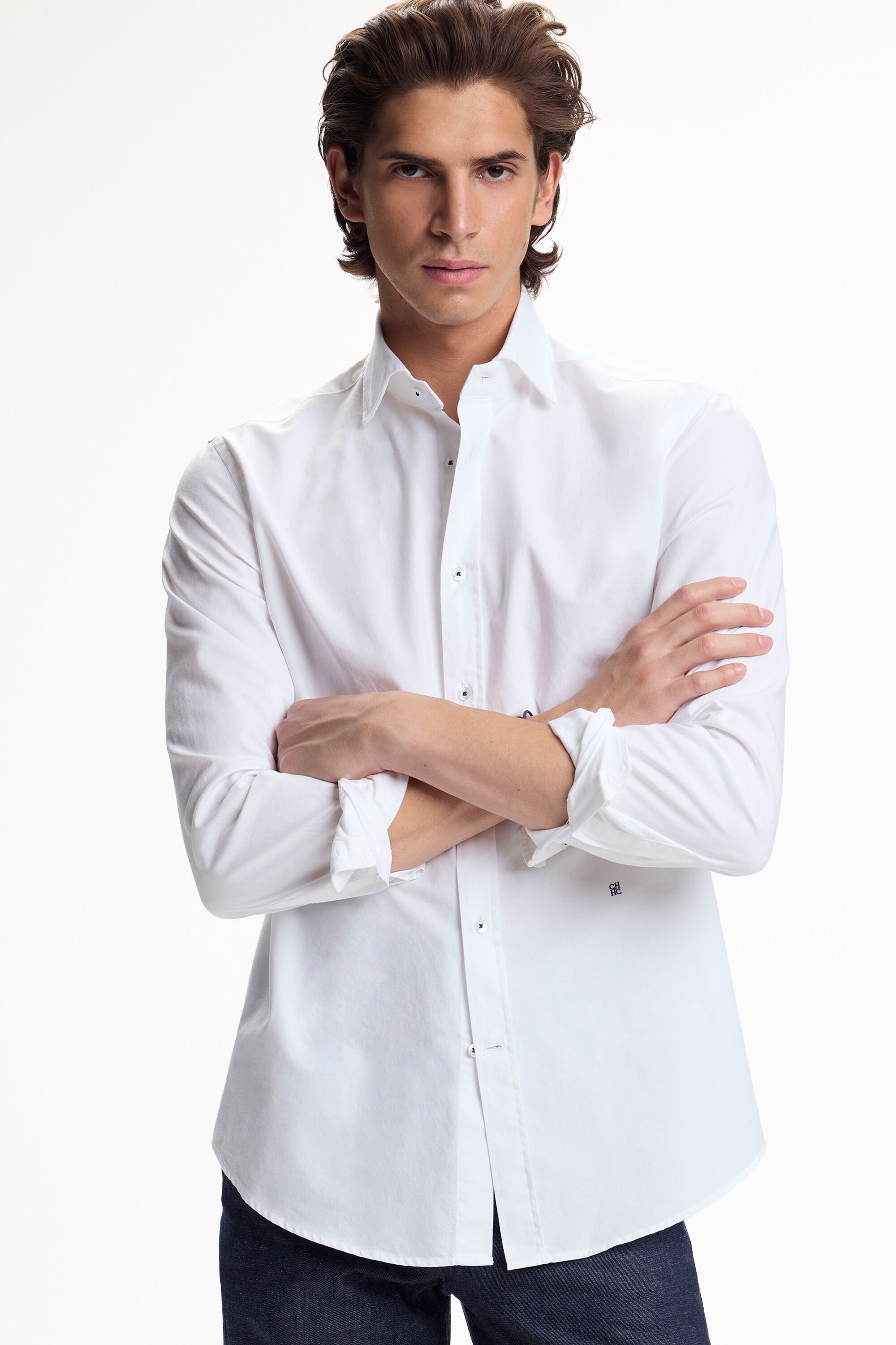 Camisa de Oxford con Cuello Italiano