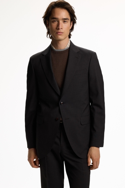 Tropical Wool Classic Fit Suit Jacket - DARK BROWN