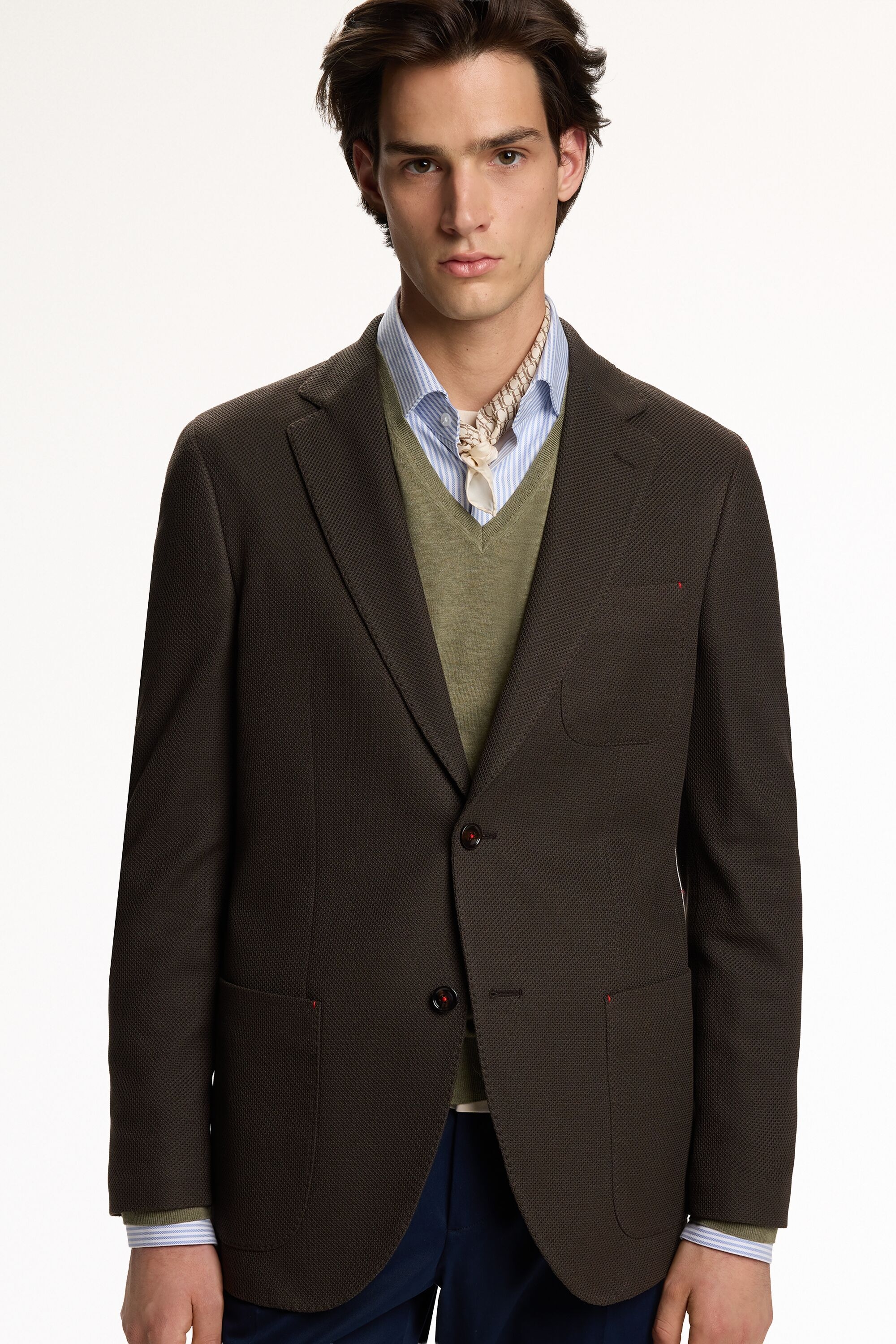 Chaqueta Relaxed Fit de Estructura de Punto Algodón - MARRÓN