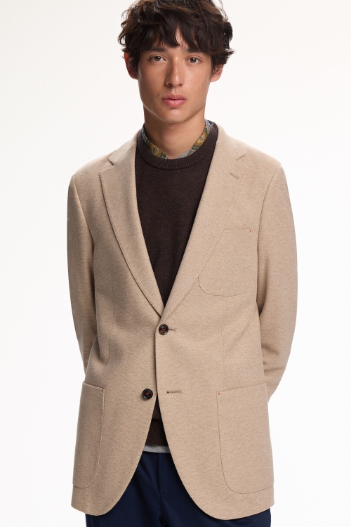 TEXTURED COTTON KNIT RELAXED FIT BLAZER