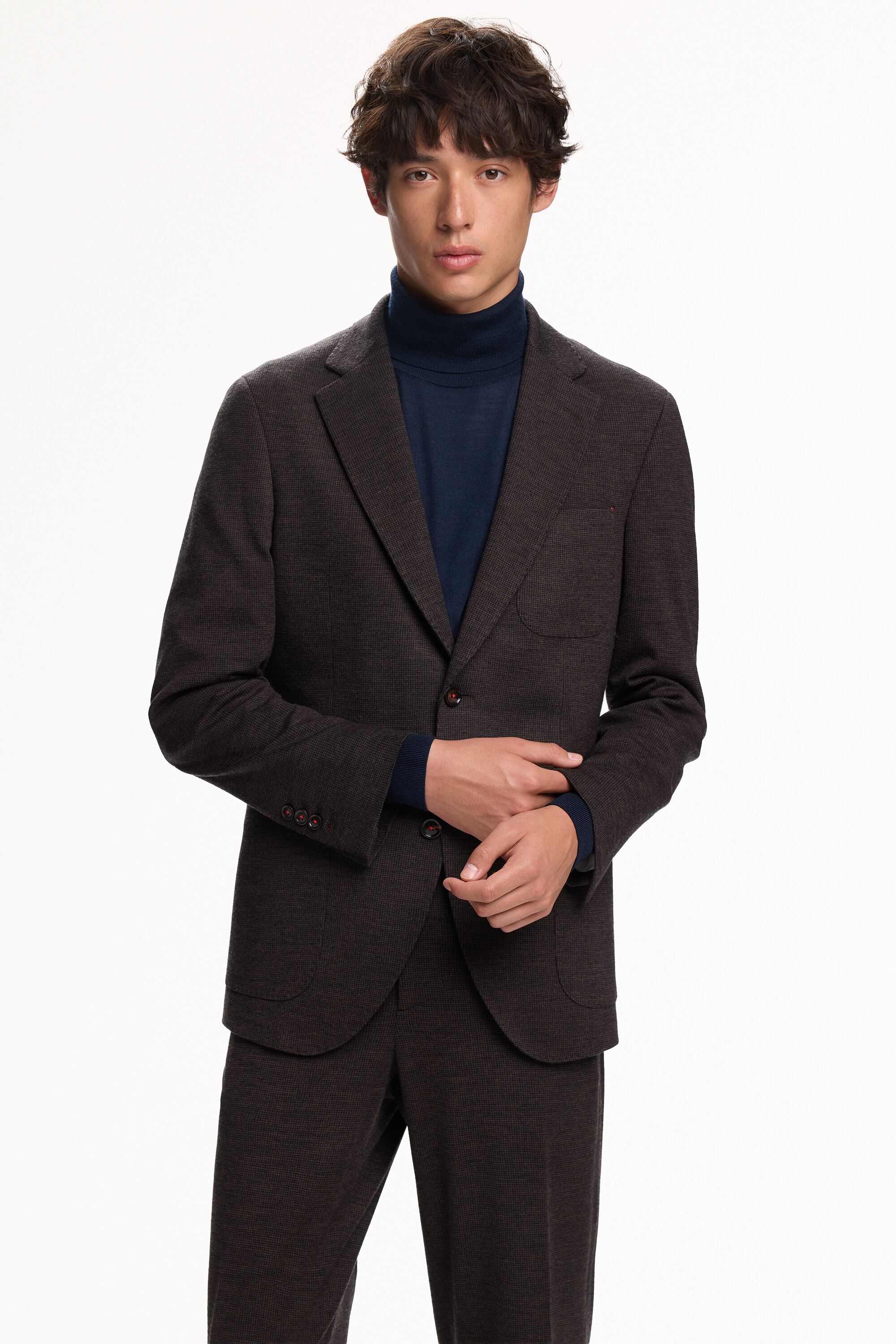 Relaxed-fit micro houndstooth suit jacket