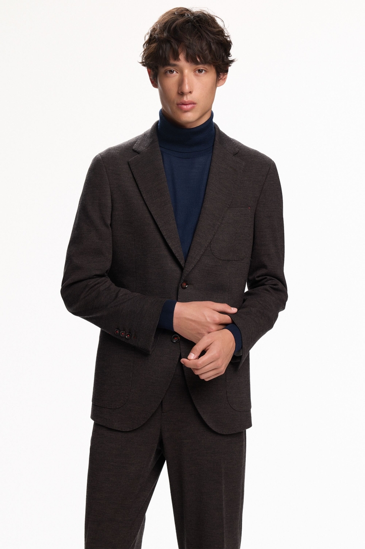 Relaxed-fit micro houndstooth suit jacket