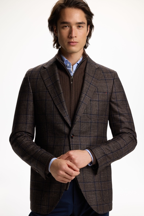 PRINCE OF WALES CHECKERED WOOL RELAXED FIT BLAZER