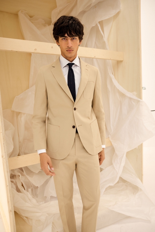 CHAQUETA DE TRAJE RELAXED FIT DE SARGA ALGODÓN