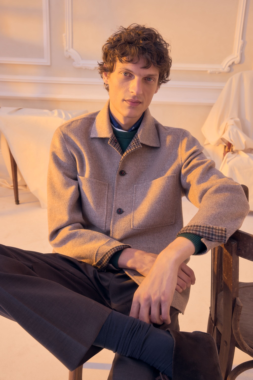 DOUBLE-FACED WOOL OVERSHIRT