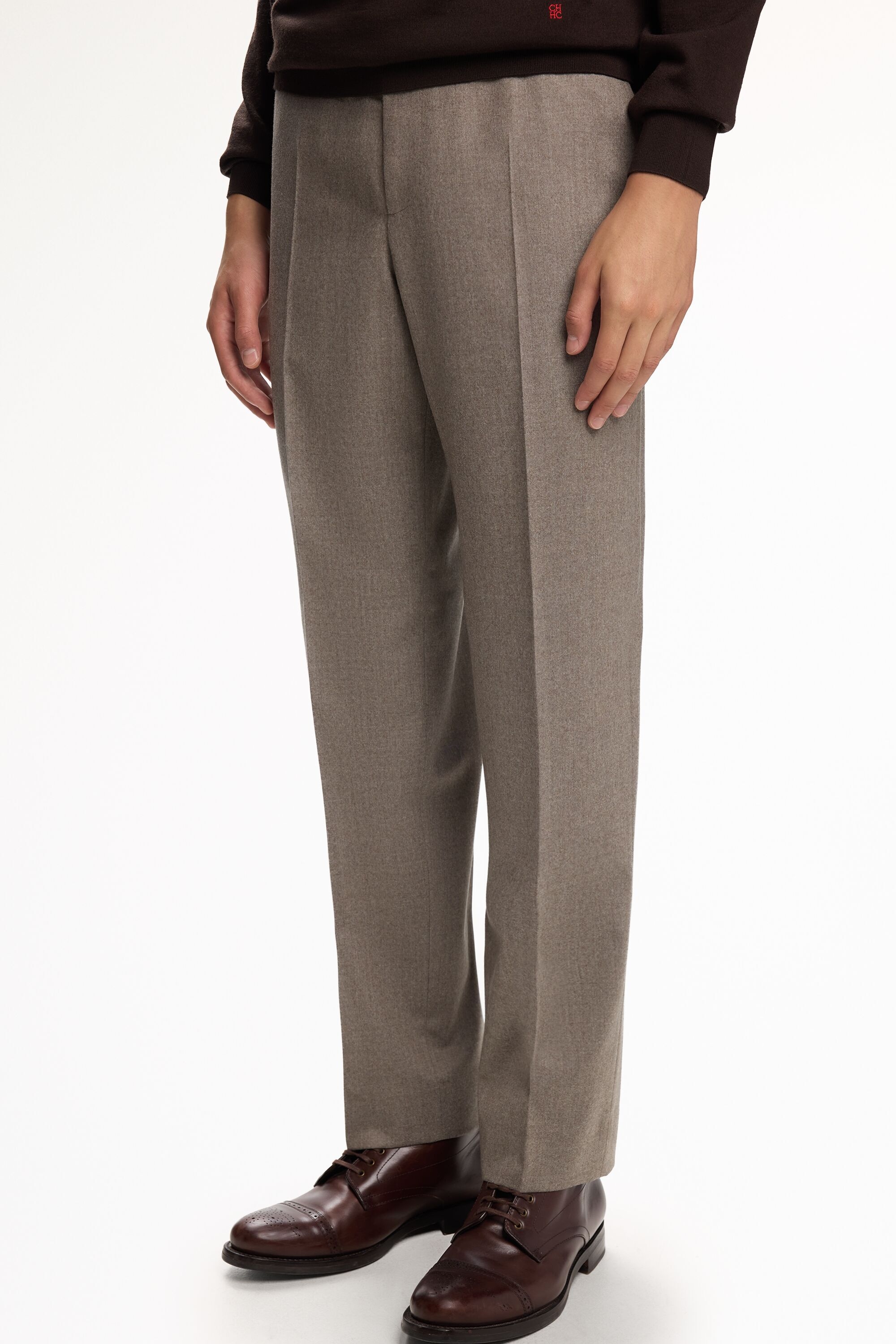 Relaxed-fit wool flannel trousers