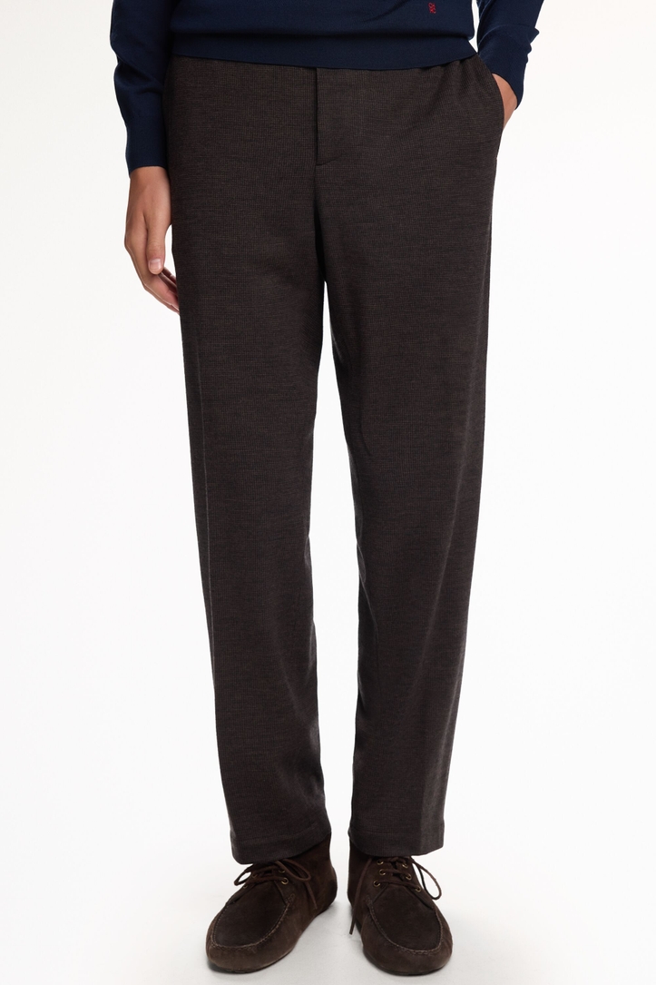 Relaxed-fit houndstooth knit suit trousers