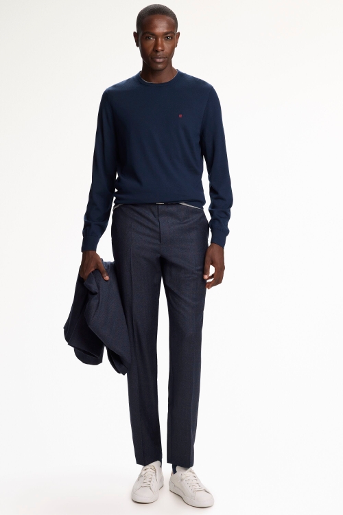 PRINCE OF WALES CHECKERED WOOL CLASSIC FIT SUIT PANTS
