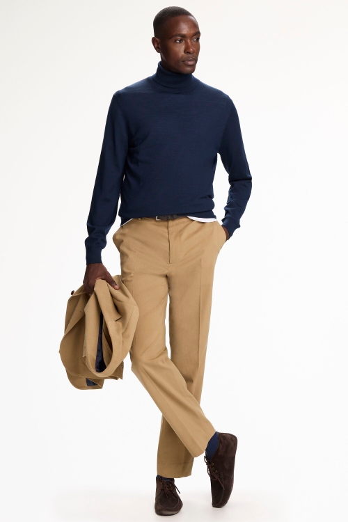 COTTON TWILL CLASSIC FIT SUIT PANTS