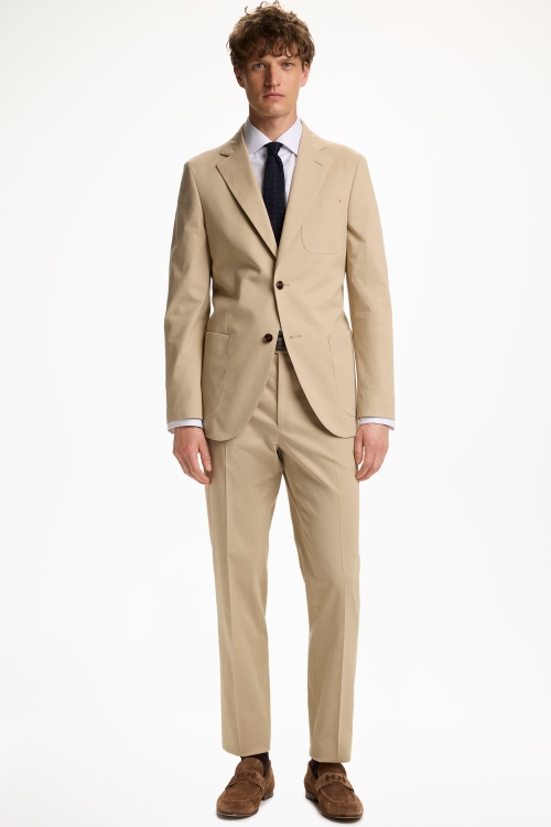 PANTALÓN DE TRAJE CLASSIC FIT DE SARGA ALGODÓN