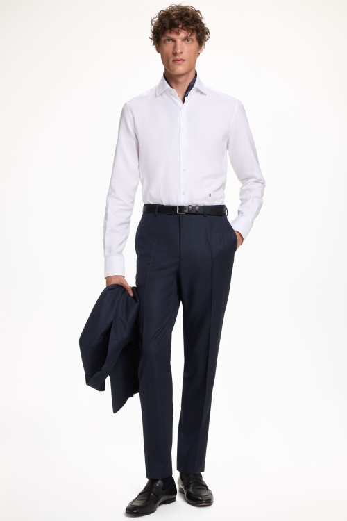 TEXTURED WOOL CLASSIC FIT SUIT PANTS