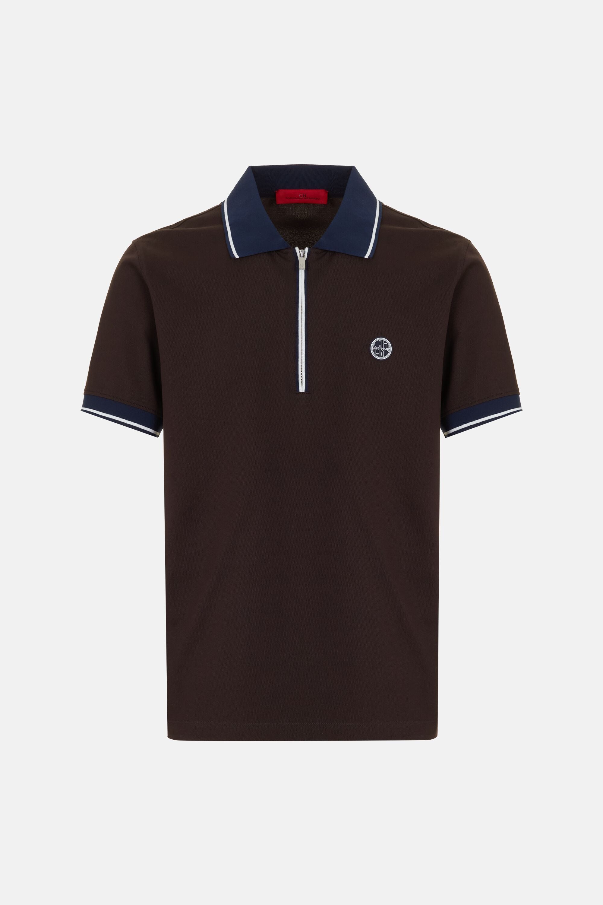 Piqué Half-Zip Polo Shirt brown - CH Carolina Herrera Germany