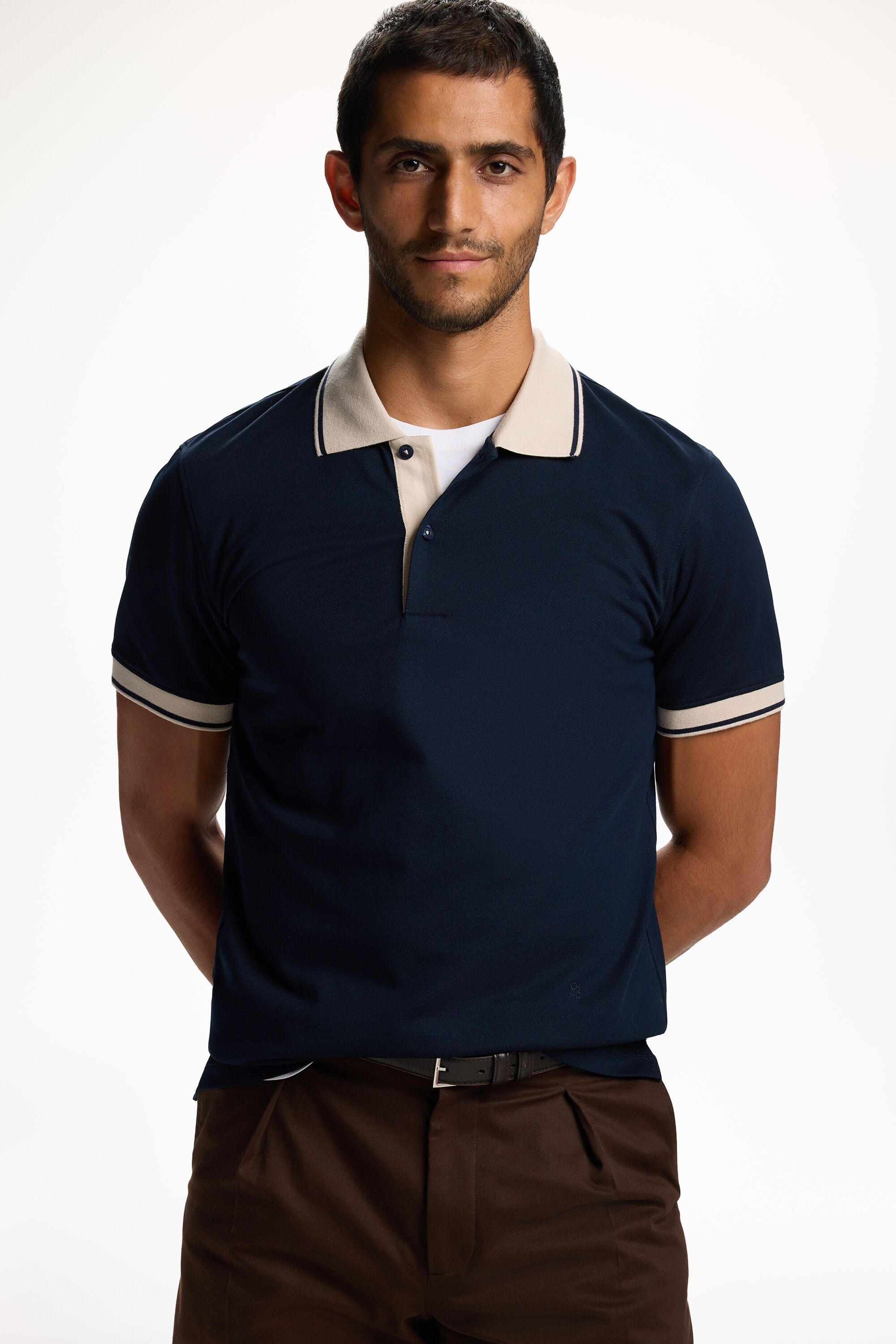 Contrast Stretch Piqué Polo Shirt